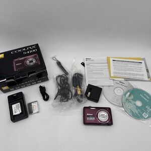 Nikon COOLPIX S4100 14.0MP Digital Camera Plum Purple w/ 2 New Batteries